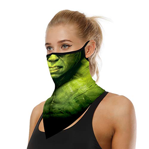 YAYOUREL Halloween Mask Halloween Bandana Neck Gaiter Face Mask Covering Bandanas for Men Women Summer UV Cooling Face Scarf Mask Cover Ear Loop Hole Triangle Facemask for Fishing Running Hunting Cycling Green - Image 3