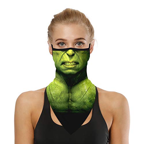 YAYOUREL Halloween Mask Halloween Bandana Neck Gaiter Face Mask Covering Bandanas for Men Women Summer UV Cooling Face Scarf Mask Cover Ear Loop Hole Triangle Facemask for Fishing Running Hunting Cycling Green - Image 2
