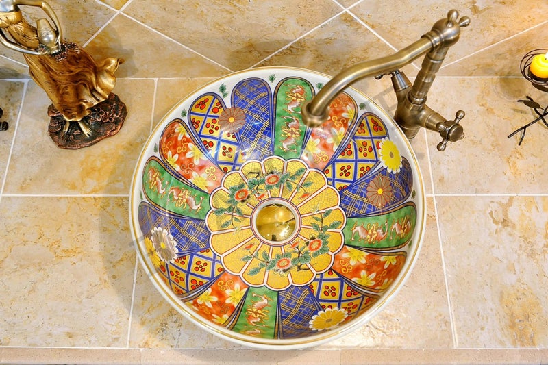 B Backline Mexican Ceramic Wash Basin | Designer Table Top wash basin | Countertop Basin Sink For Livingroom & Bathroom/Home/Office/Hotels 41 X 41 X 14 Cm - Image 3