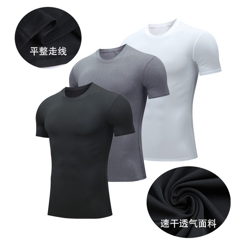 Fitness Clothing Men'S T-Shirt Sports Fitness Clothing Tight Elastic Quick-Drying Short-Sleeved Basketball Football Running Fitness Training Clothing - Image 2