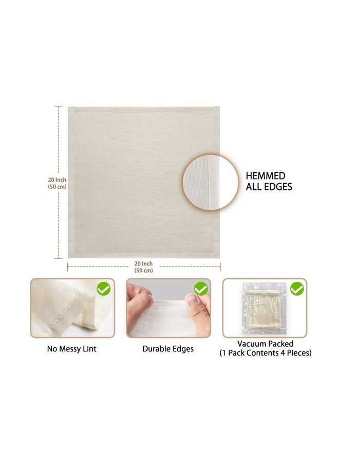 Olicity Cheese Cloths, Grade 90, 20x20Inch, Double-Layer 100% Unbleached Pure Cotton Muslin Cloth for Straining, Reusable Hemmed Cheese Cloth Fabric Filter for Cook, Brew Coffee - 4 Pieces - Image 4