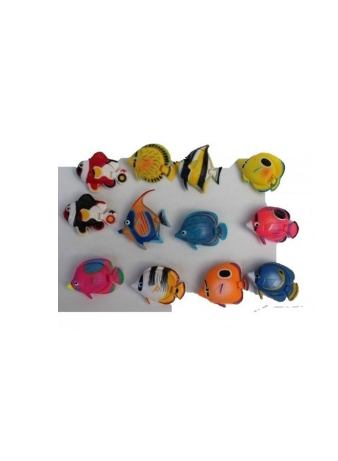 KWZONE زينة حوض السمك البلاستيكية من KW Zone مجموعة 12 قطعة