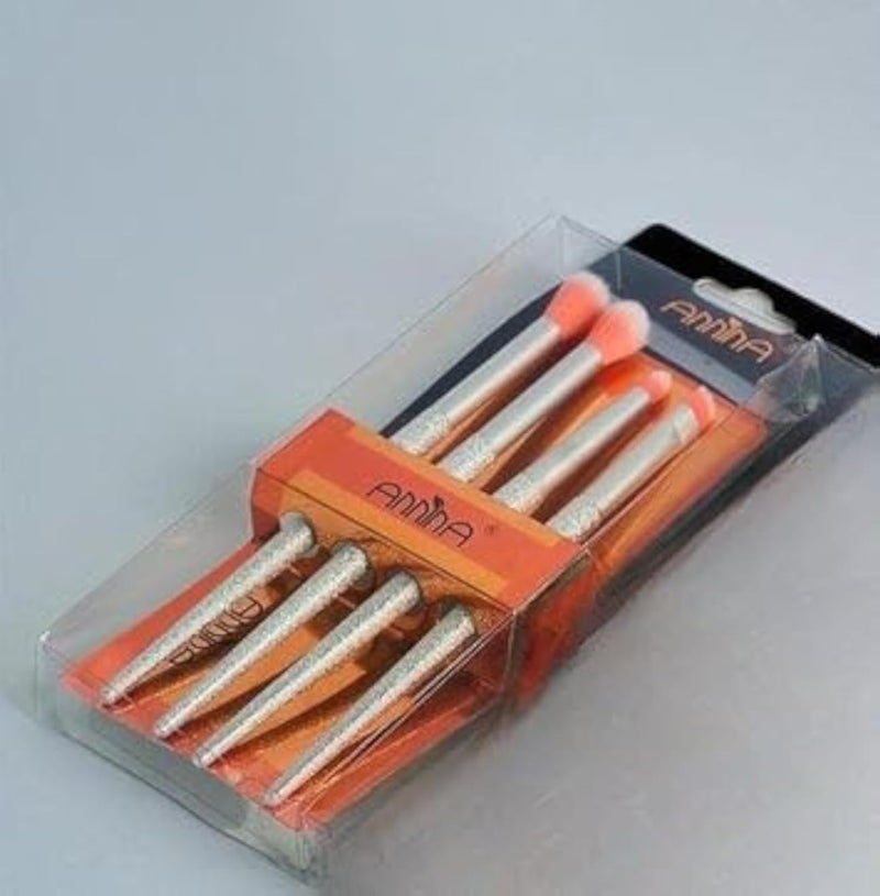 4pcs Makeup Brushes Set - Eyeshadow, Blush, Foundation, Lip Crystal Diamond Brush Kits (Silver)