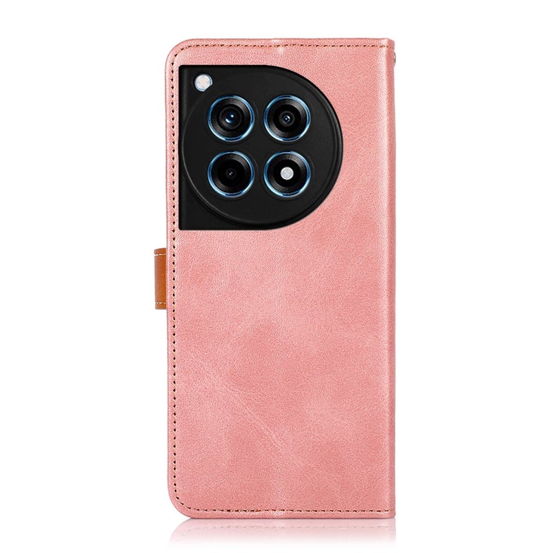 HuHa Protective Cover For OnePlus 12R / Ace 3 KHAZNEH Dual-color Cowhide Texture Flip Leather Phone Case(Rose Gold) - Image 4