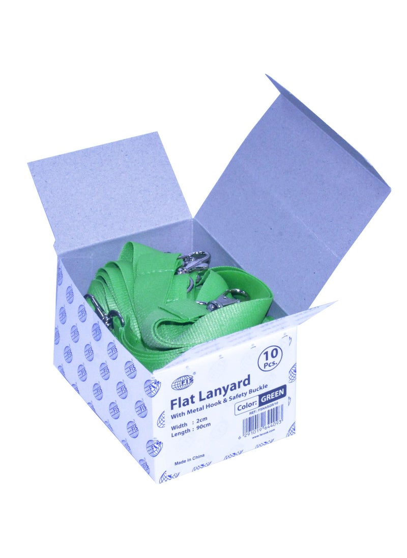 FIS - 10-Piece FIS Lanyard Green with Metal Hook & Safety Buckle, 2X90cm - FSNASGR/10 - Image 1