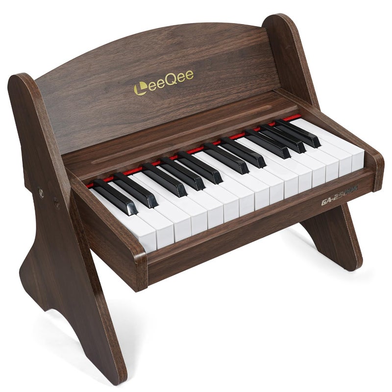 LeeQee Baby Piano for Toddlers 25 Keys Wooden Piano for Kids with Volume Control Mini Digital Music Educational Instrument Toy Dual Power Mode Portable Wood Piano for 3 Year Old Girls Boys - Image 3
