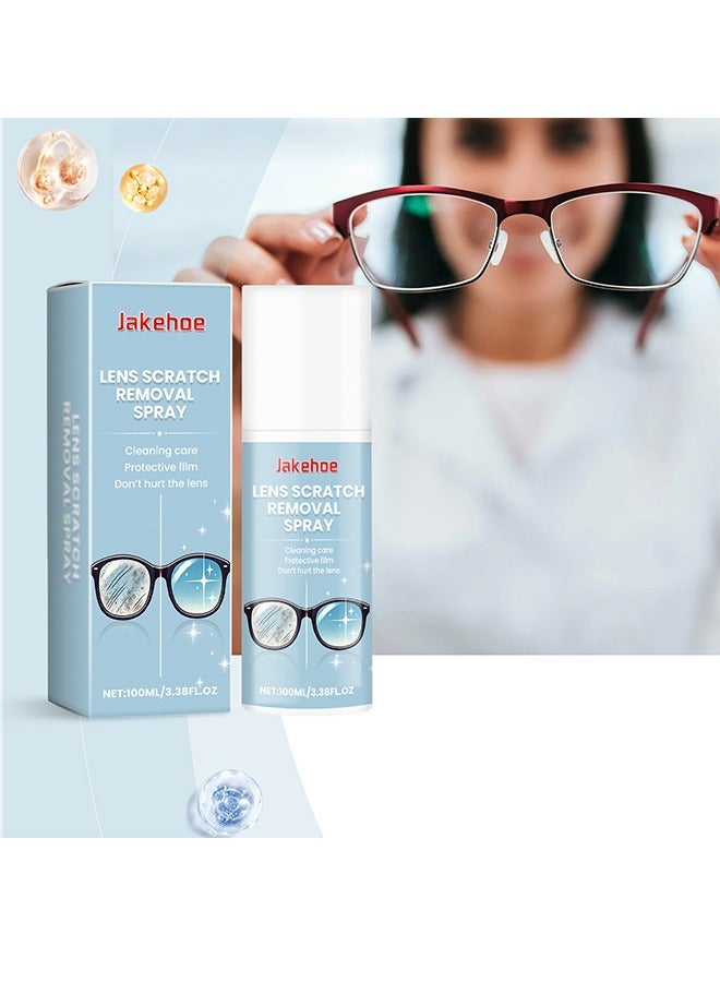 Jakehoe Lens Scratch Cleaner Spray - Eyeglass Lens Cleaning And Maintenance Spray 100ML - Professional Lens Care Solution For Glasses, Mobile Phones, Etc. Safe Professional-Grade Formula - Image 1