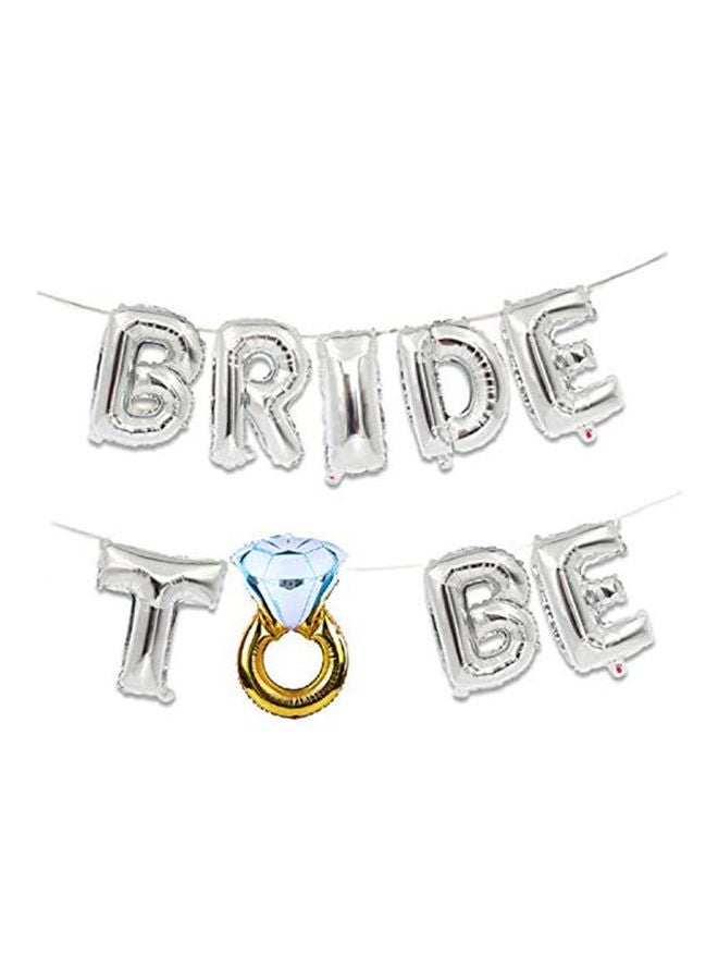 NIBEMINENT 16inchBridal Wedding Party Shower Silver Bride To Be Letter Foil Balloons Diamond Rings  - Image 1