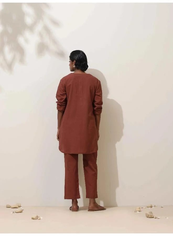 trueBrowns trueBrowns Brown Cotton Kurta Co-Ord Set