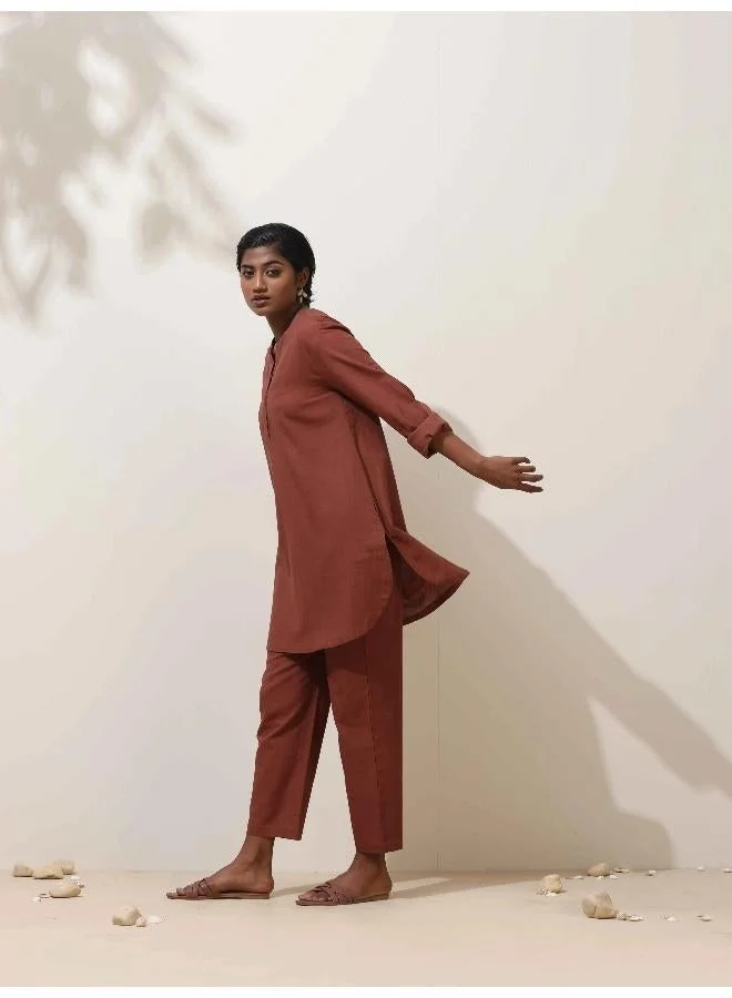 trueBrowns trueBrowns Brown Cotton Kurta Co-Ord Set