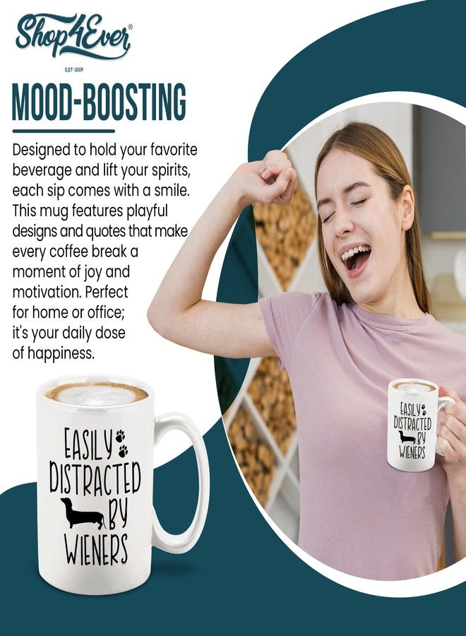 Shop4Ever هدية مميزة لمحبي كلاب الداشهند من متجر shop4ever: كوب قهوة/شاي أبيض من السيراميك بتصميم كلب داشهند مرح، سعة 11 أونصة، هدية رائعة لمحبي كلاب الداشهند من الآباء والأمهات. - Image 3