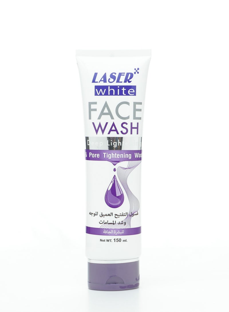 Laser White Deep Lightening and Pore Tightening Facial Wash for Dry Skin