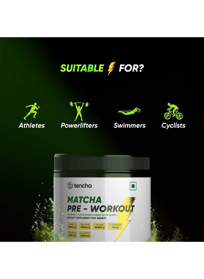 Tencha Tencha Pre Workout Supplements For Men & Women, 180 grams Powder, 30 Servings, With 200Mg Caffeine, 1000Mg Citrulline With Creatine, Taurine For Workouts & Training Reduces Recovery Time Post Workout  - Image 4