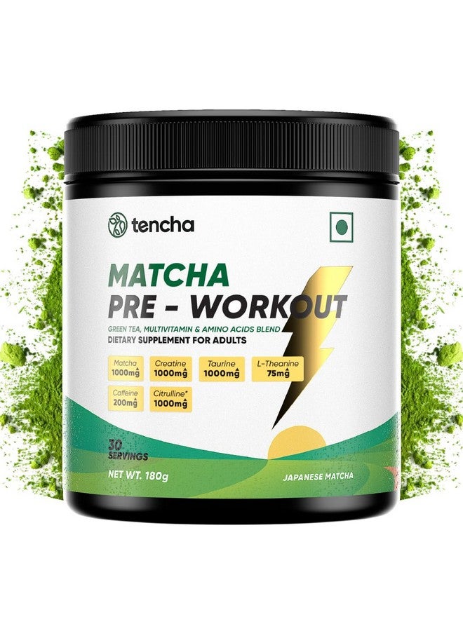 Tencha Tencha Pre Workout Supplements For Men & Women, 180 grams Powder, 30 Servings, With 200Mg Caffeine, 1000Mg Citrulline With Creatine, Taurine For Workouts & Training Reduces Recovery Time Post Workout  - Image 1