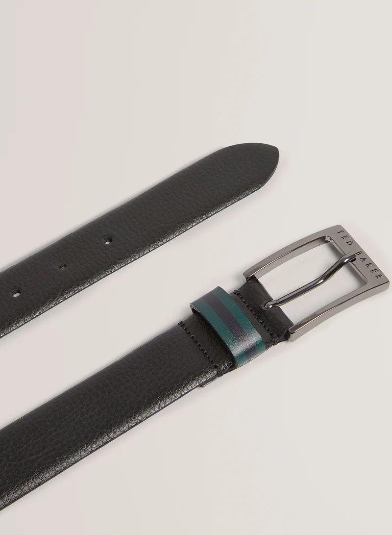 Ted Baker Center Bar Leather Buckle Belt