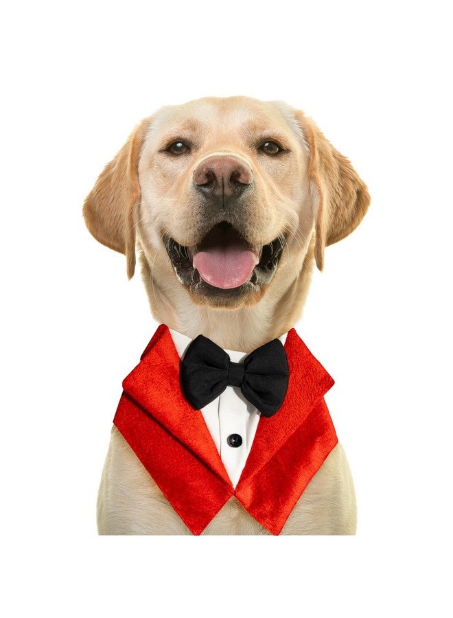 Buraq Dog Tuxedo, W Bandana Pattern Bow tie, Wedding Party Suit for Small Medium Large, Male and Female Dogs Golden Retriever Labrador Shitzu Pug (S, Red) - Image 1