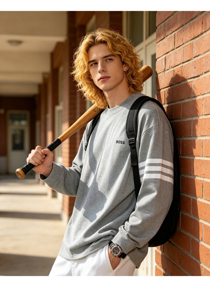 BOSS Unisex Crew Neck Sweatshirt Casual Daily Wear For Men And Women Light Grey - Image 5