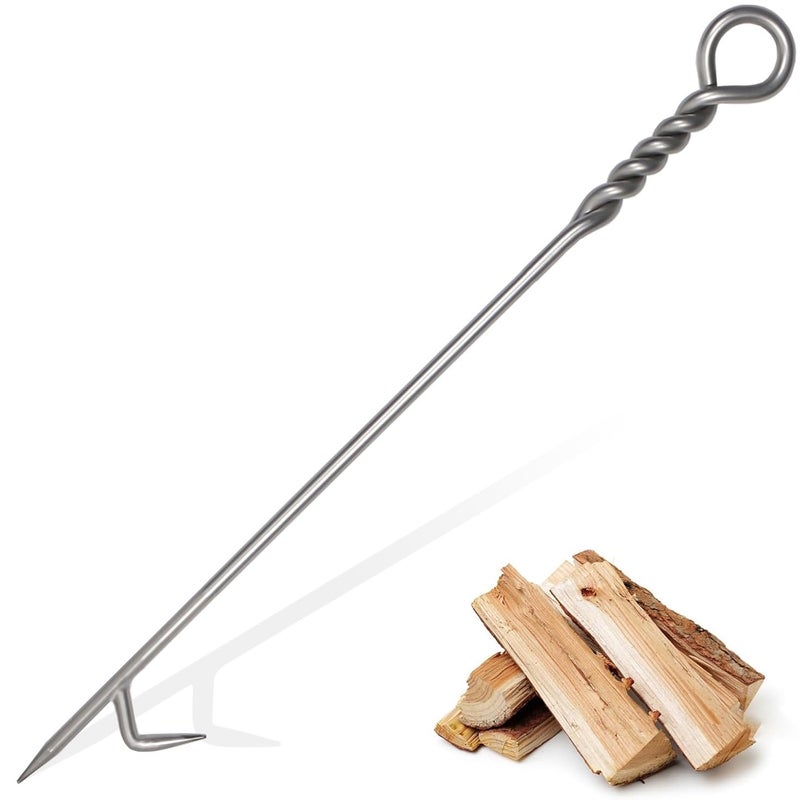 CKLT Fire Poker for Fire Pit Outdoor 40in Twisted Rope Design Stainless Steels Fireplace Poker for Fire Pit Handmade Fire Pit Poker for Firewood Log Coals Campfire Wood Stove Outdoor and Indoor Use