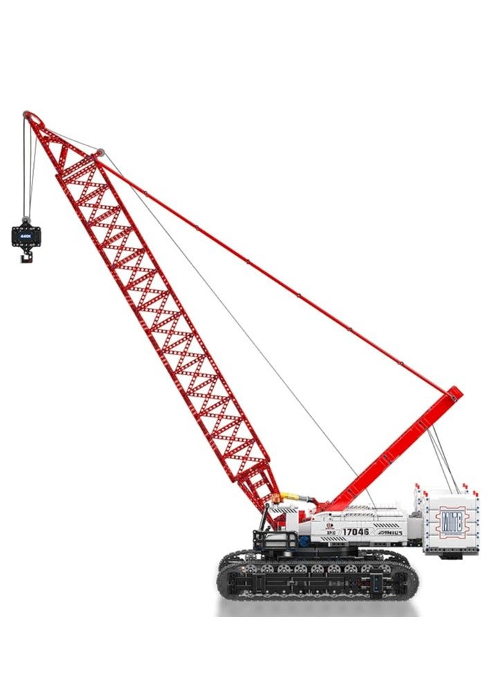 mould king 17046 High-tech Crawler Crane MOC Truck with 5 Motor, APP Technology Remote Controlled 16000 Grid Boom Crawler Crane Construction Clamp Blocks Kit of 4494 Parts - Image 3
