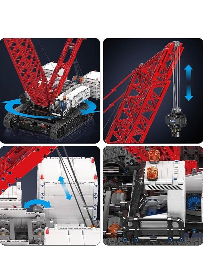 mould king 17046 High-tech Crawler Crane MOC Truck with 5 Motor, APP Technology Remote Controlled 16000 Grid Boom Crawler Crane Construction Clamp Blocks Kit of 4494 Parts - Image 2