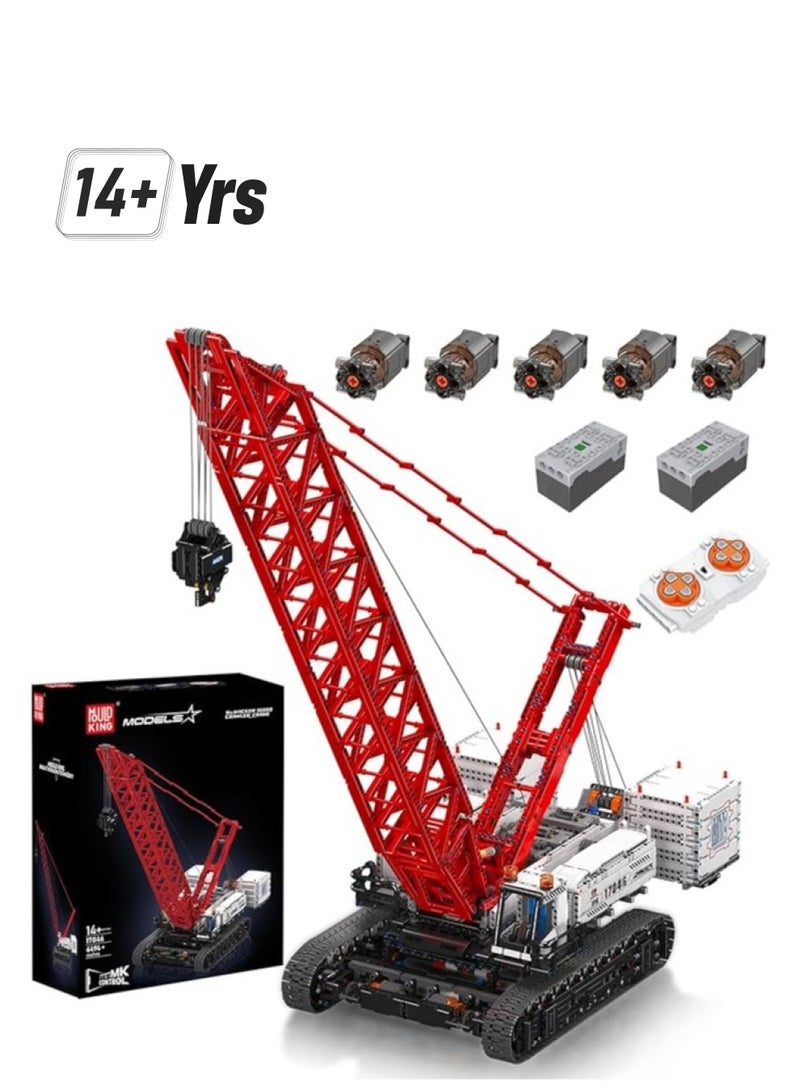 mould king 17046 High-tech Crawler Crane MOC Truck with 5 Motor, APP Technology Remote Controlled 16000 Grid Boom Crawler Crane Construction Clamp Blocks Kit of 4494 Parts - Image 1