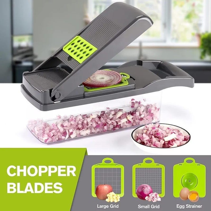 Foscadit Onion Chopper 16 in 1 Salad Chopper Food Dicer Veg Chopper Mandoline Vegetable Slicer Veg Chopper and Dicer Food Chopper Manual Mandolin Slicer Onion Slicer Onion Cutter - Image 2
