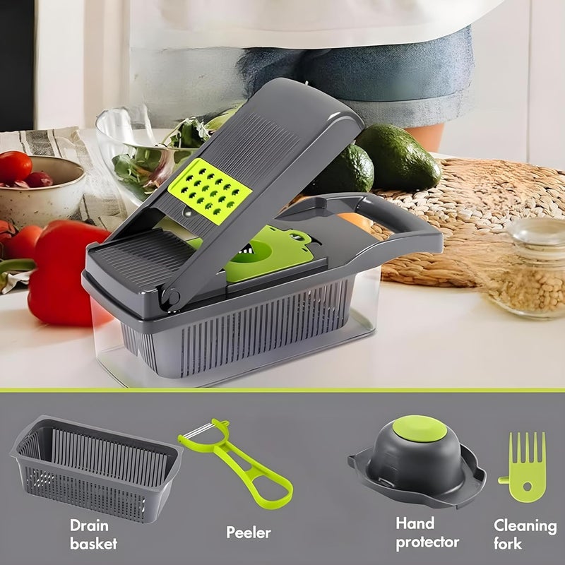 Foscadit Onion Chopper 16 in 1 Salad Chopper Food Dicer Veg Chopper Mandoline Vegetable Slicer Veg Chopper and Dicer Food Chopper Manual Mandolin Slicer Onion Slicer Onion Cutter - Image 5