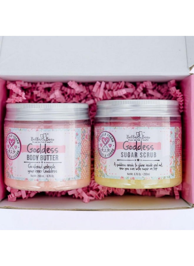 Bella and Bear Bella & Bear Gift Set - 3-in-1 Body Scrub & Goddess Body Butter in Glossy Pink Box - Vegan, Cruelty-Free, Mango-Pineapple-Coconut Scent  - Image 3