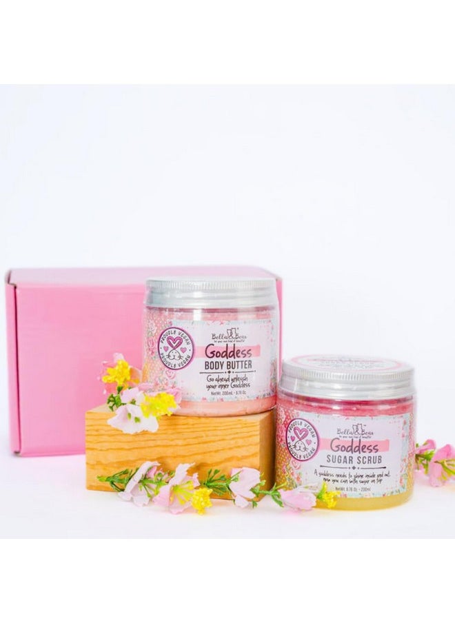 Bella and Bear Bella & Bear Gift Set - 3-in-1 Body Scrub & Goddess Body Butter in Glossy Pink Box - Vegan, Cruelty-Free, Mango-Pineapple-Coconut Scent  - Image 1