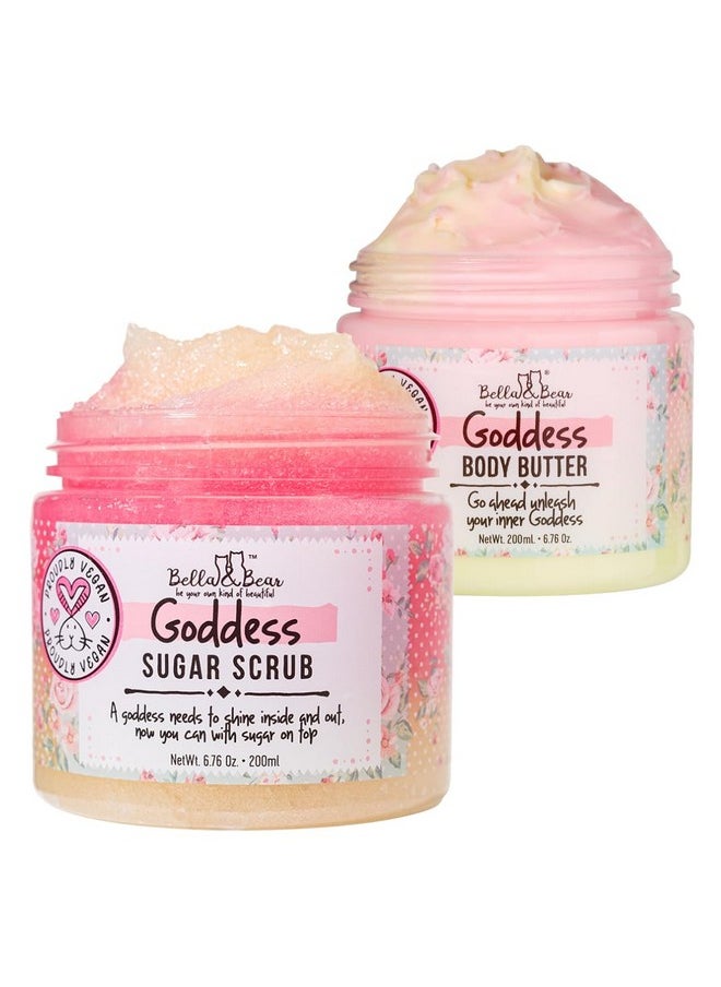 Bella and Bear Bella & Bear Gift Set - 3-in-1 Body Scrub & Goddess Body Butter in Glossy Pink Box - Vegan, Cruelty-Free, Mango-Pineapple-Coconut Scent  - Image 4