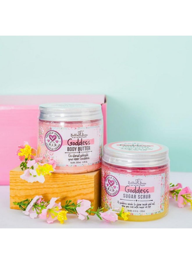 Bella and Bear Bella & Bear Gift Set - 3-in-1 Body Scrub & Goddess Body Butter in Glossy Pink Box - Vegan, Cruelty-Free, Mango-Pineapple-Coconut Scent  - Image 2