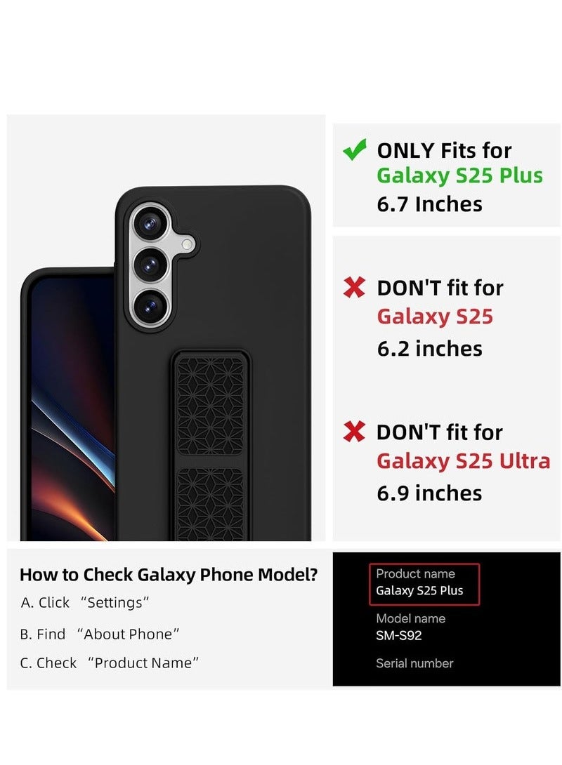 TIGER Samsung Galaxy S25 Plus Case Cover Magnetic Car Mount Kickstand Holder | Vertical & Horizontal Hand Strap Silicone Slim Fit Soft Touch Protective Case for 6.7-inch Samsung Galaxy S25 Plus | Full Protection & Convenience  Black - Image 2