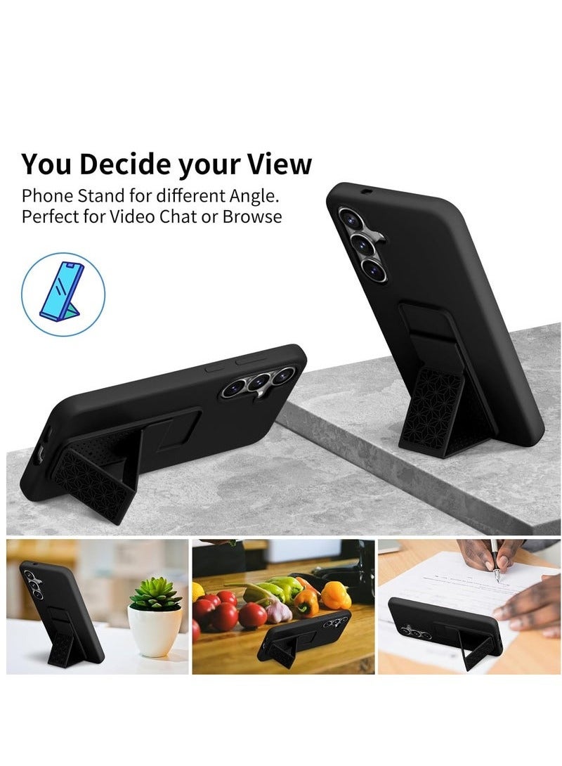 TIGER Samsung Galaxy S25 Plus Case Cover Magnetic Car Mount Kickstand Holder | Vertical & Horizontal Hand Strap Silicone Slim Fit Soft Touch Protective Case for 6.7-inch Samsung Galaxy S25 Plus | Full Protection & Convenience  Black - Image 4