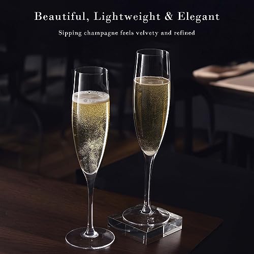 JBHO Champagne Glasses-Elegant Flutes-Gift-Box-Hand Blown Champagne Flutes Glass-100% Lead-Free Premium Crystal - Gift Idea for Wedding, Anniversary, Christmas,New Year-Set of 4-8oz, Clear - Image 5