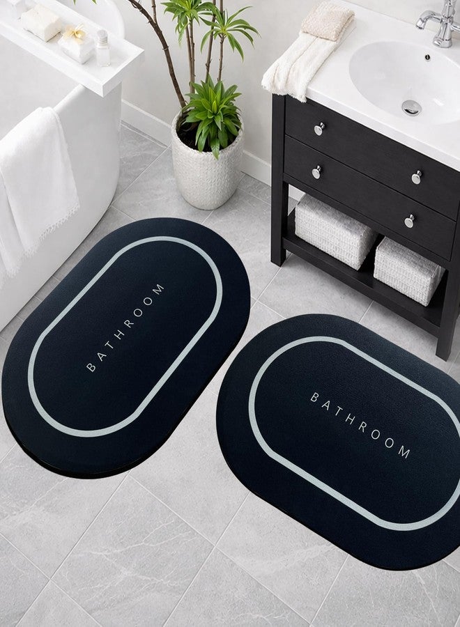 CANWAY® 2 Pieces 3.5mm Rubber Bath Mat (40x60 cm, Black) | Anti-Skid Non-Slip Bathroom Floor Mat | Quick Dry Super Absorbent Soft Door Mat for Home & Shower - Image 1