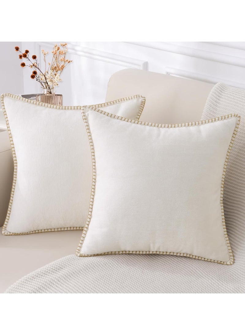 2 Pack Chenille Soft Throw Pillow Cover 45 x 45 cm Pillow Cover without Inner Core, Square Pillow Cover with Stitched Edges, Suitable for Sofa Bed (Olive Green) - Image 3