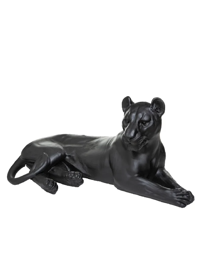 atmosphera Decorative Aylan Polyresin Reclining Leopard Statue Black 38 x 80 x 39 cm 187936