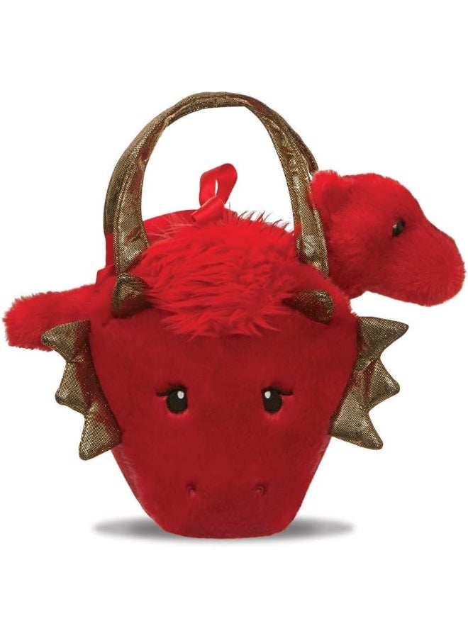 Aurora Fancy Pals Red Dragon Plush Toy with Carry Bag, Soft Dragon Stuffed Animal Handbag for Kids and Toddlers Age 3+
