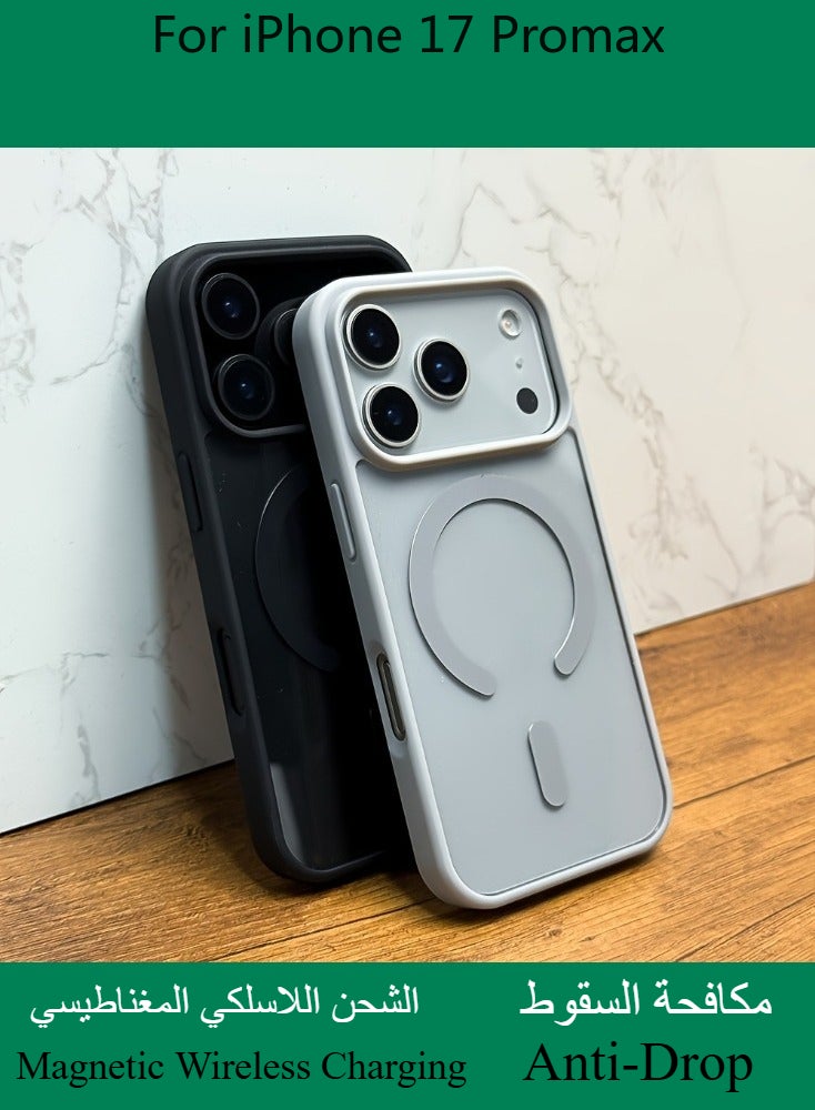 Dili Apple Black Case iPhone 17 Pro Max Transparent Magnetic Wireless Charging Phone Case iPhoneAnti-Drop Protection in Mind, Featuring a Shockproof Soft Bumper And a Hard Acrylic Back Cover - Image 3