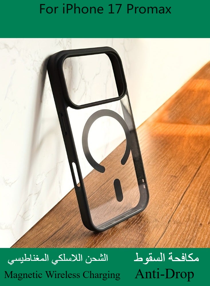 Dili Apple Black Case iPhone 17 Pro Max Transparent Magnetic Wireless Charging Phone Case iPhoneAnti-Drop Protection in Mind, Featuring a Shockproof Soft Bumper And a Hard Acrylic Back Cover - Image 4