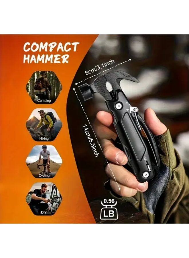 مطرقة التخييم متعددة الوظائف السوداء مع 8 وظائف للبقاء في الهواء الطلق - Image 3