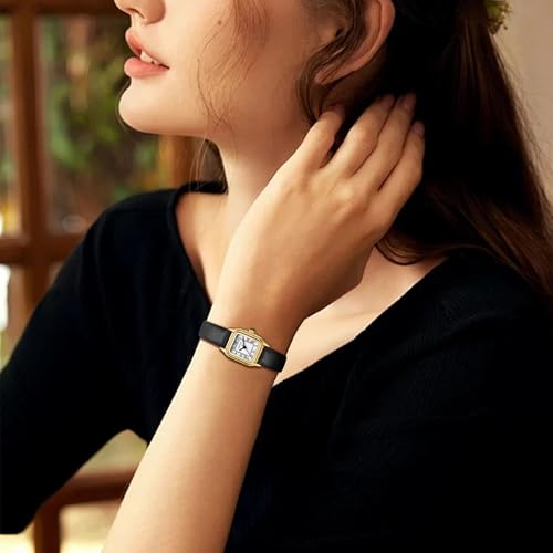CHEETAH Women’s Leather Strap Watch, with Silver-Tone Small Vintage Rectangular Case, Roman Dial - Image 5