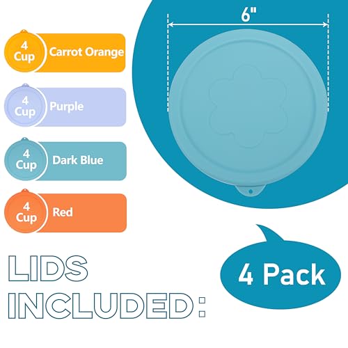 LUVCOSY 4 Cup Silicone Replacement Lids Storage Cover for Pyrex 7201-PC Glass Bowls (Container not Included) 4 Pack Microwave, Dishwasher and Freezer Safe - Image 2