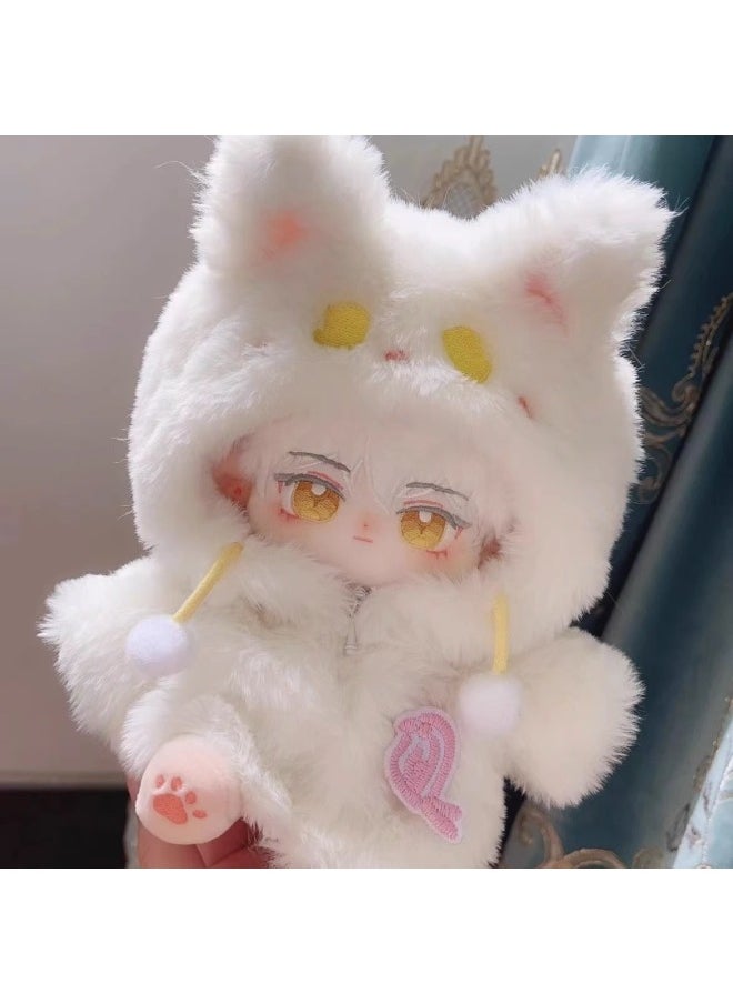 Generic - Light And Night Love Qi Sili Cotton Doll 20cm Dress-up Doll Velvet Fox Gift Doll Birthday Gift Boy Doll-Specifications:20cm With Skeleton Installed-Color:Qi Si Li White + Donald Duck Wei Yi - Image 1