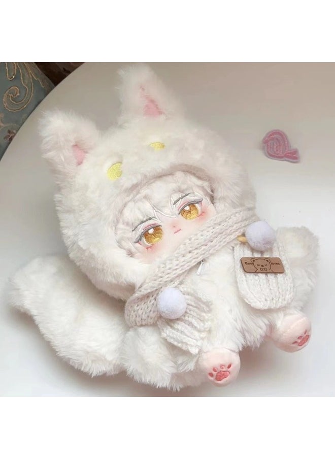 Generic - Light And Night Love Qi Sili Cotton Doll 20cm Dress-up Doll Velvet Fox Gift Doll Birthday Gift Boy Doll-Specifications:20cm With Skeleton Installed-Color:Qi Si Li White + Donald Duck Wei Yi - Image 1