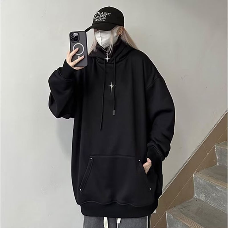 New National Fashion American Retro Design Sense Fake Two-Piece Double-Layer Hooded Sweater Men'S And Women'S Pullover Hoodie Jacket - Image 1