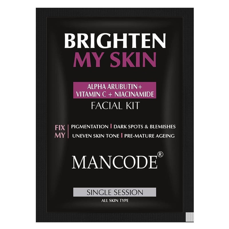 MAN CODE Mancode Brighten My Skin Facial Kit for Men 58 g SalonLike Glowing Skin in 6 Easy Steps Improves Skin Texture Instant Glow Suitable for all skin types  - Image 1