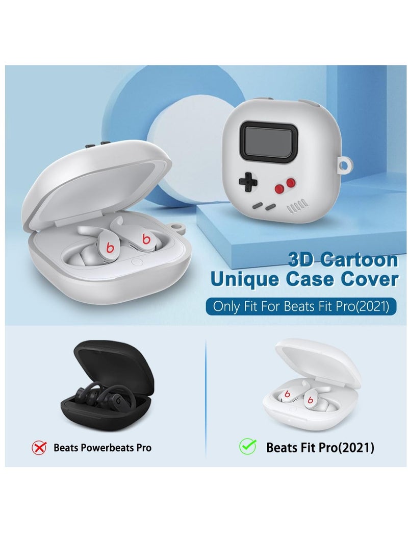 SOLARAE Cute Case for Beats Fit Pro, Shock-Absorbing Protective Beats Fit Pro Case Cover Silicone Shell Compatible for Beats Fit Pro Charging Case with Carabiner, Grey - Image 2