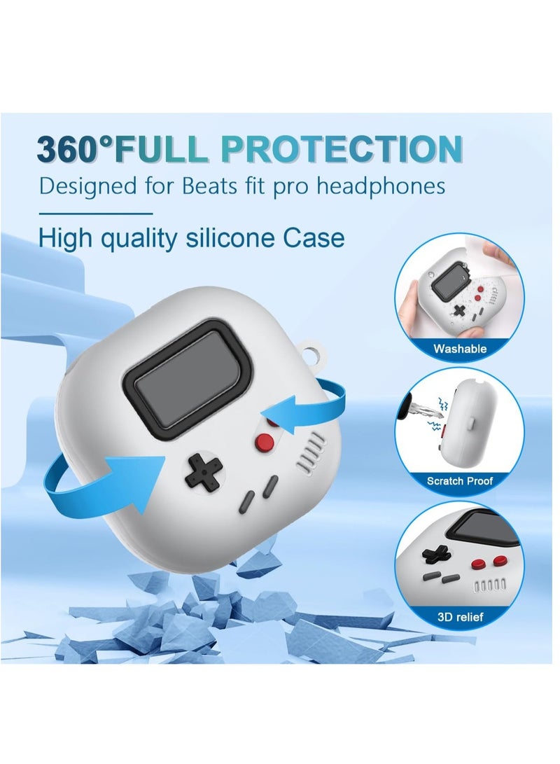 SOLARAE Cute Case for Beats Fit Pro, Shock-Absorbing Protective Beats Fit Pro Case Cover Silicone Shell Compatible for Beats Fit Pro Charging Case with Carabiner, Grey - Image 3