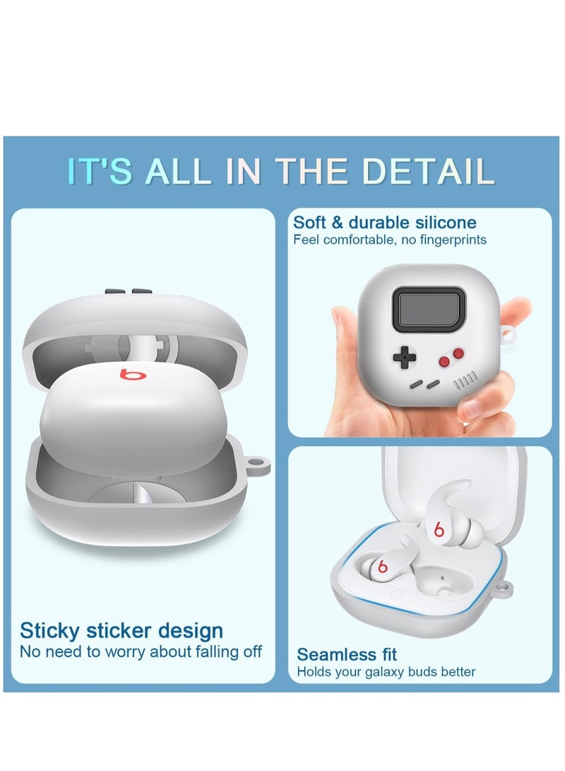 SOLARAE Cute Case for Beats Fit Pro, Shock-Absorbing Protective Beats Fit Pro Case Cover Silicone Shell Compatible for Beats Fit Pro Charging Case with Carabiner, Grey - Image 4